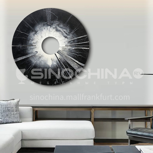 Living room decorative painting abstract handmade three-dimensional circular black and white creative paintings hotel home model room painting zws-000045